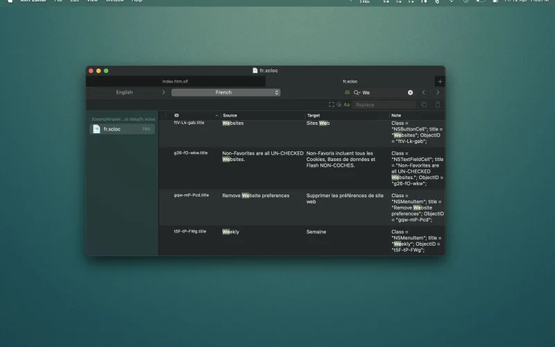 Xliff Editor screenshot